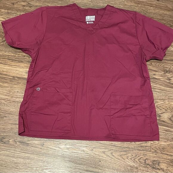 Wonder Work Burgundy Scrub Top XL - Picture 1 of 6